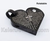 Stainless Steel Rotatable Heart Pendant KJP140286