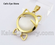 Gold Cat Eye Stone Pendant KJP140299