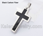 Inlay Carbon Fiber Cross Pendant KJP140309