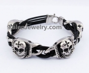 Cross Sign Skull Leather Bracelet KJB550173