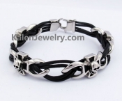 Skull Cross Leather Bracelet KJB550176