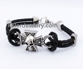 Cross Skull Leather Bracelet KJB550182