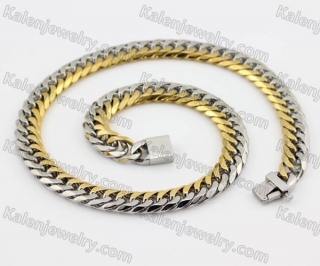 Half Gold Stainless Steel Necklace KJN200083