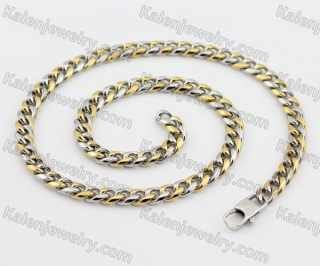Half Gold Stainless Steel Necklace KJN200084