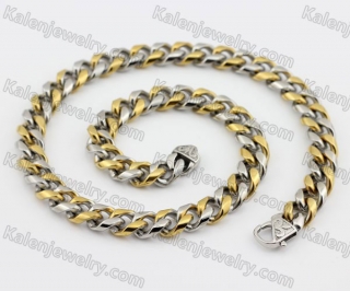 Half Gold Stainless Steel Necklace KJN200085