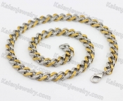 Half Gold Stainless Steel Necklace KJN200086