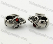 Stainless Steel Red Eyes Skull Biker Earrings KJE690008
