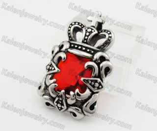 Stainless Steel Red Stone Crown Pendant KJP600067