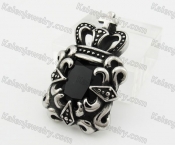 Stainless Steel Black Stone Crown Pendant KJP600068