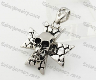Stainless Steel Skull Cross Pendant KJP600094