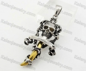 Stainless Steel Skull Gold Sword Pendant KJP600107
