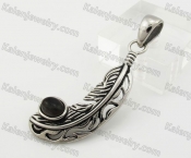 Stainless Steel Black Stone Feather Pendant KJP600150