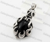 Stainless Steel Black Stone Pendant KJP600156