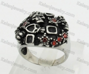 Stainless Steel Red Zircon Skull Ring KJR350278
