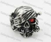 Stainless Steel Red Zircon Eyes Skull Ring KJR350283