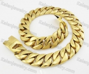 32mm Wide 70cm Long Gold Plating Stainless Steel Large Necklace KJN200093