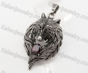 Small Stainless Steel Red Stone Wolf Pendant KJP170618
