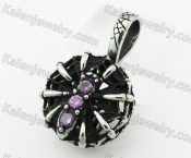 Stainless Steel Purple Stone Spider Pendant KJP640018