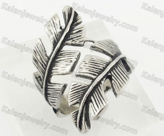 Stainless Steel Feather Ring KJR680020