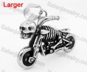 Large Stainless Steel Skull Motorcycle Pendant KJP640016