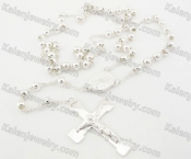 Silver Plating Steel Beads Chain with Cross Necklace KJN750019