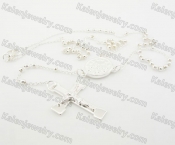 Silver Plating Steel Beads Chain with Cross Necklace KJN750024