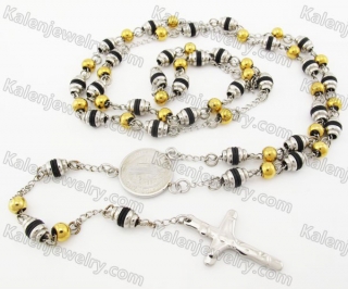 Steel Beads Chain with Cross Necklace KJN750035