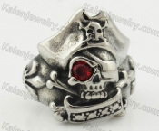 Stainless Steel Red Stone Pirate Skull Ring KJR090361