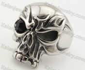 Stainless Steel Black Stone Eyes Skull Ring KJR090367