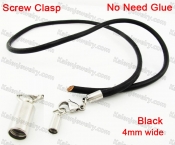Steel Screw Clasp Leather Chain Necklace KJN790008