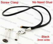 Steel Screw Clasp Leather Chain Necklace KJN790009