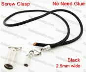 Steel Screw Clasp Leather Chain Necklace KJN790010
