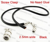 Steel Screw Clasp Leather Chain Necklace KJN790015