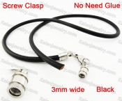 Steel Screw Clasp Leather Chain Necklace KJN790016