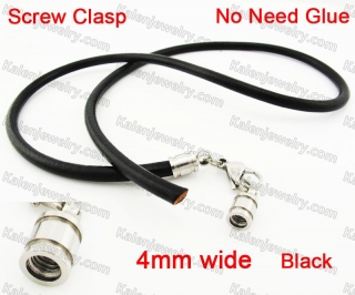 Steel Screw Clasp Leather Chain Necklace KJN790017
