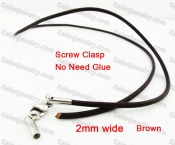 Steel Screw Clasp Leather Chain Necklace KJN790020