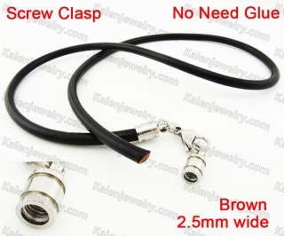 Steel Screw Clasp Leather Chain Necklace KJN790033