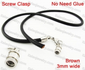Steel Screw Clasp Leather Chain Necklace KJN790034