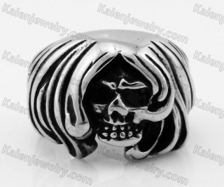 Stainless Steel Skull Ring KJR370612