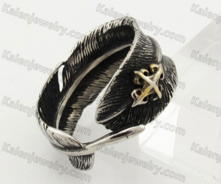 Stainless Steel Feather Ring KJR370625