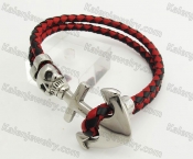 Stainless Steel Skull Clasp Leather Bracelet KJB490010