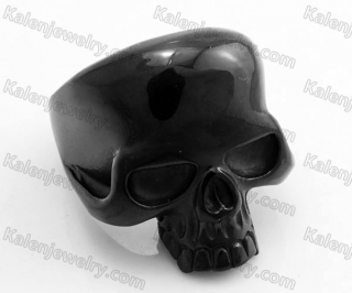 Black Stainless Steel Skull Ring KJR350391