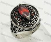Stainless Steel Red Zircon Ring KJR350399