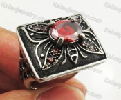 Stainless Steel Red Zircon Ring KJR350401