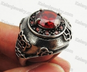 Stainless Steel Red Zircon Ring KJR350402