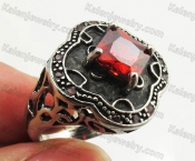 Stainless Steel Red Zircon Ring KJR350406