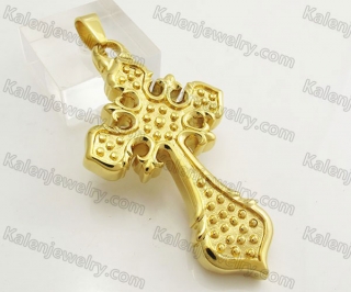 Gold Stainless Steel Cross Pendant KJP051422