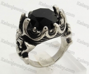 Stainless Steel Black Stone Ring KJR350427