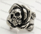 Stainless Steel Rose Skull Ring KJR350431