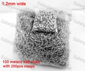 (Price for 100 meters with 200pcs clasps) 1.2mm Steel Bar Ball Chain KJN150547
